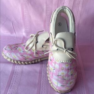 Floral Pink “Duck” Shoes, Garden Shoes
